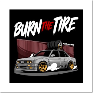 E30 BMW Burn the Tire Drifting Posters and Art